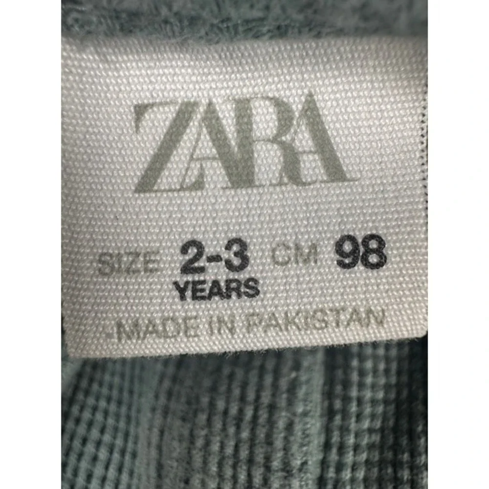 Zara Jumpsuit Unisex 2-3Y Waffle Knit Thermal Button Front Sage Green‎ Romper - Picture 6 of 6